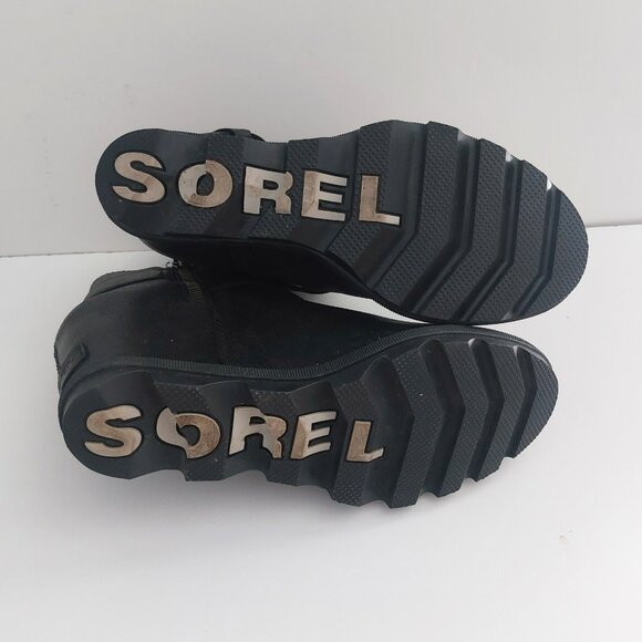 Sorel Black Waterproof Leather Boots Size 8.5 Joan of Arctic Wedge II Streetwear - Picture 11 of 15